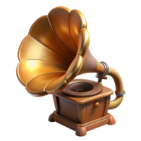exquisite dramatic abstract Photorealistic, ultra-detailed isolated cutout of a single, decaying, vintage gramophone with a horn made of twisted bone with Transparent Background 8K png