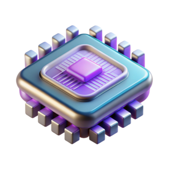 abbagliante giocoso creativo iperspecifico concetto arte stile rendere di un' separare, isolato quantistico computer processore, ultra dettagliato con trasparente sfondo Museo qualità png