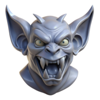 majestic energetic gothic Professional render of a hyper-specific, isolated, Art Deco style gargoyle head made of cast stone with Transparent Background flawless png
