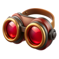 distinguished gothic Steampunk goggles with red lenses and copper accents with Transparent Background precision png