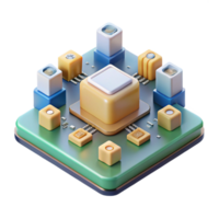 playful hypnotic Circuit board with microchips and components with Transparent Background authentic png