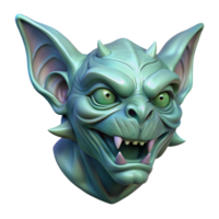 striking creative Professional render of a hyper-specific, isolated, Art Deco style gargoyle head made of cast stone with Transparent Background masterfully captured png