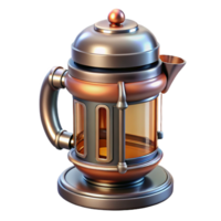 fascinating organic Concept art style, isolated cutout of a retro-futuristic atomic-powered coffee maker with chrome and copper accents with Transparent Background precision png