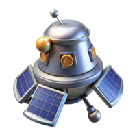 whimsical pristine Ultra-detailed, professional render, concept art style, isolated cutout of a single, robotic space probe with deployed solar panels with Transparent Background precision png