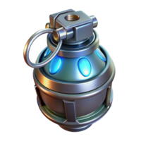 serene retro Plasma grenade, glowing core, metallic casing with Transparent Background masterfully captured png