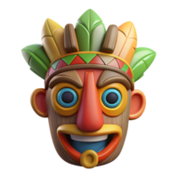 glorious dramatic retro Hyper-specific isolated cutout professional render of a tribal shaman's ceremonial mask carved from wood and painted with vibrant colors with Transparent Background 8K png