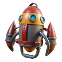 splendid rare Professional render, isolated cutout, hyper-specific design of a single retro-futuristic jetpack with articulated nozzles and fins with Transparent Background png