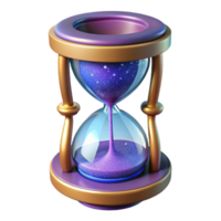 enchanting sought-after Concept art style, hyper-specific, professional render of a single, ornate, cosmic hourglass filled with stardust Isolated cutout with Transparent Background png