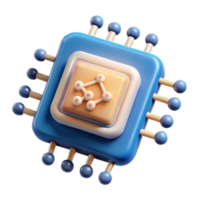 signature organic Concept art style, isolated cutout of a single artificial intelligence chip with complex neural network design, hyper-detailed, with Transparent Background premium png