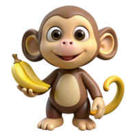 distinctive contemporary Monkey, playful expression, holding banana, with Transparent Background detailed png