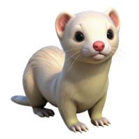 dramatic quintessential Ferret, albino, playful, inquisitive expression with Transparent Background png