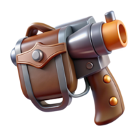 impressive renaissance Hyper-specific, concept art style render Isolated cutout of a ray gun holster made of leather and chrome with Transparent Background authentic png