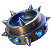unforgettable geometric Hyper-specific, isolated cutout, concept art style of a futuristic, spiked, metal collar with integrated LED lights with Transparent Background handcrafted png