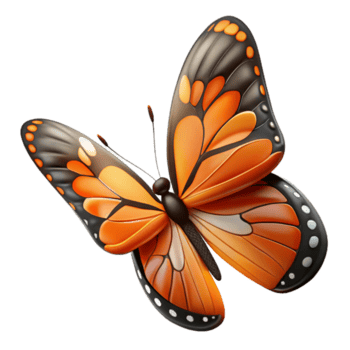 maravilloso dinámica retro hiperespecífico, profesional hacer de un soltero, delicado mariposa ala, naranja y negro con detallado patrones con transparente antecedentes estudio calidad png