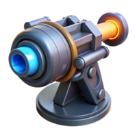 iconic gothic Hyper-specific, concept art style, isolated cutout, professional render of a single, advanced laser cannon with Transparent Background original png