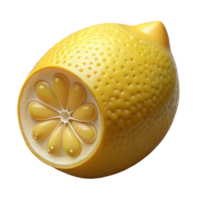 vibrant tranquil creative Photorealistic, hyper-specific render of a single, cut lemon with detailed pulp and seeds Isolated cutout with Transparent Background impeccable png