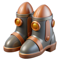 breathtaking dynamic nordic Hyper-specific concept art style illustration of a pair of streamlined rocket boots with copper detailing, isolated cutout with Transparent Background 4K png