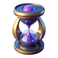 harmonious glorious Concept art style, hyper-specific, professional render of a single, ornate, cosmic hourglass filled with stardust Isolated cutout with Transparent Background gallery standard png
