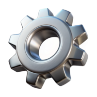 intense striking A gear cog, metallic, intricate teeth with Transparent Background detailed png