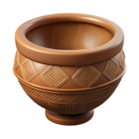 mesmerizing nostalgic retro Professional render, hyper-specific, isolated cutout, tribal wooden bowl, carved interior, geometric patterns with Transparent Background flawless png