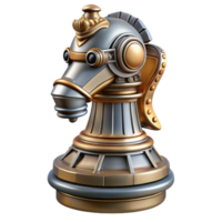 playful exquisite Steampunk chess piece knight with intricate robotic details with Transparent Background impeccable png
