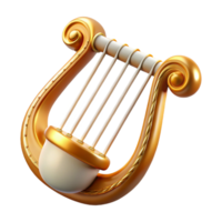 striking dreamy contemporary Hyper-specific, isolated cutout Photorealistic render Single Apollo's Lyre, golden strings, intricate carvings with Transparent Background exclusive png