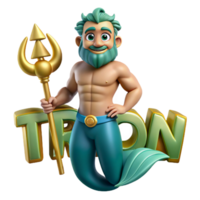 enchanting abstract Triton, merman, son of Poseidon, with Transparent Background gallery standard png