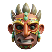 spectacular modern Isolated cutout, concept art style depiction of a tribal shaman's ritualistic mask with painted designs with Transparent Background elite png