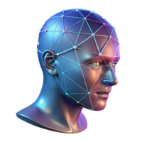 picturesque renaissance Holographic projection of a human head, wireframe effect, data streams with Transparent Background precision png