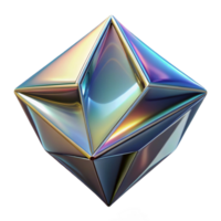 memorable industrial A metallic, geometric shape with iridescent reflections with Transparent Background studio quality png