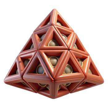 gorgeous renaissance Hyper-specific, photorealistic render of an isolated, complex, geometric fractal, resembling a Sierpinski triangle with Transparent Background sharp png