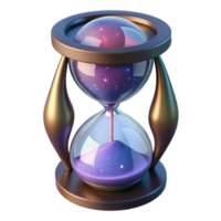 fascinating gothic Photorealistic ultra-detailed professional render, isolated cutout, single celestial hourglass filled with swirling nebulae with Transparent Background top-tier png