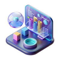 elegant industrial Advanced holographic display showcasing complex data visualizations with Transparent Background studio quality png