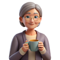 dazzling exemplary Relaxed middle-aged woman with a cup of tea, with Transparent Background png