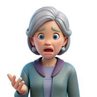 striking nostalgic abstract Confused senior woman with a puzzled expression, with Transparent Background sharp png