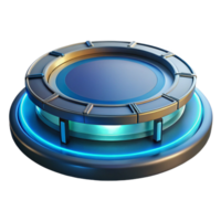 signature renaissance Hovering platform, circular shape, anti-gravity technology with Transparent Background impeccable png