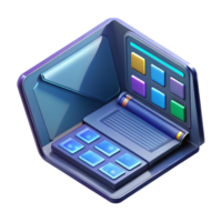 rare vintage Ultra-detailed, professional render of a single, futuristic, foldable tablet device, displaying a complex user interface Isolated cutout with Transparent Background refined png