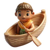 mesmerizing remarkable Concept art style isolated cutout professional render of a tribal child's miniature woven canoe with Transparent Background png