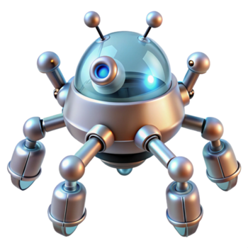 melancholic exquisite Hyper-specific concept art style render of a single, isolated nanobot with visible manipulators, ultra-detailed with Transparent Background flawless png