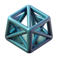 striking coveted Concept art style, professional render of a single, isolated, rotating tesseract, wireframe style Isolated cutout with Transparent Background png