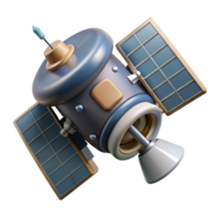 vibrant mysterious nordic Hyper-specific, photorealistic, isolated cutout, ultra-detailed render of a single, damaged satellite with exposed wiring with Transparent Background artisan png