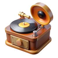 calm majestic Professional render, photorealistic, isolated cutout of a vintage record player with turntable with Transparent Background top-tier png