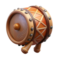 spectacular dynamic minimalist Hyper-specific, professional render, isolated cutout of a tribal hand drum, animal skin, wooden frame, painted symbols with Transparent Background authentic png