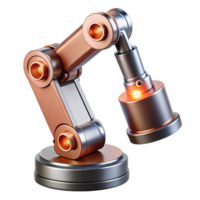 serene tranquil modern Professional render, ultra-detailed, isolated cutout A chrome and copper robotic arm with articulated fingers and glowing vacuum tubes with Transparent Background ultra HD png