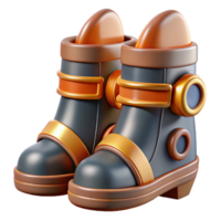 timeless minimalist Hyper-specific concept art style illustration of a pair of streamlined rocket boots with copper detailing, isolated cutout with Transparent Background sharp png