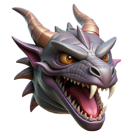 enchanting baroque Ultra-detailed concept art style isolated cutout of a dragon's head with scales, horns, and sharp teeth with Transparent Background 4K png