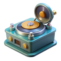 mesmerizing tropical Professional render, isolated cutout of a hyper-specific design for a retro-futuristic record player with vacuum tubes and a levitating turntable with Transparent Background elite png