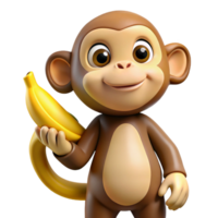 magnificent rare Monkey, playful expression, holding banana, with Transparent Background png