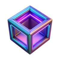 impressive distinctive Hyper-specific professional render of an isolated cutout, concept art style, single tessellated geometric form emitting neon light with Transparent Background png
