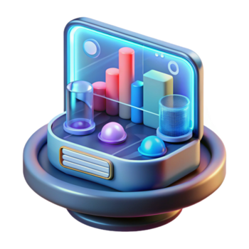 dynamique élégant concept art style, isolé coupé de une futuriste holographique afficher avec complexe Les données visualisations, hyper-spécifique avec transparent Contexte Galerie la norme png